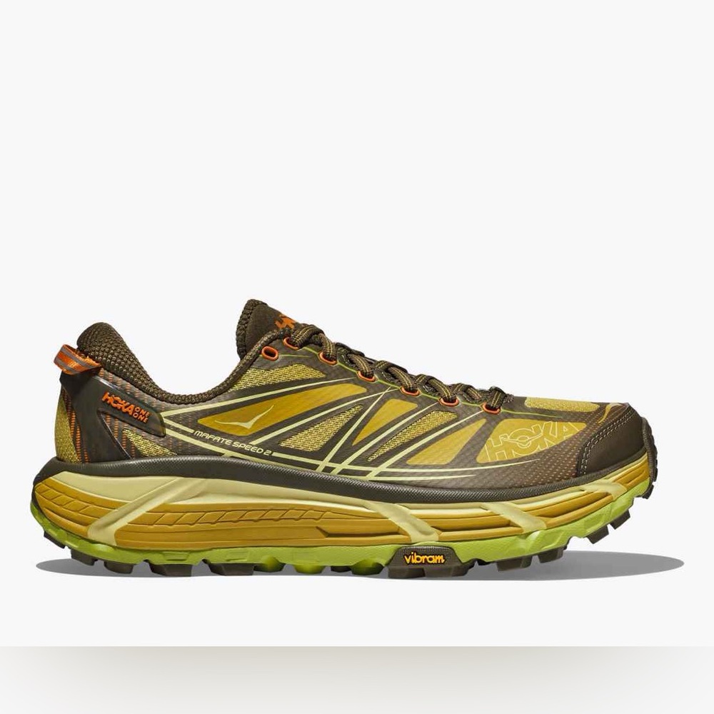 Hoka One One Brown and Yellow Sneakers